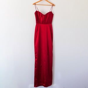 Peter Soronen Long Burgandy Satin dress size sm